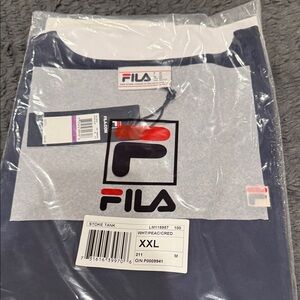 Fila Navy and White Logo Tank XXL